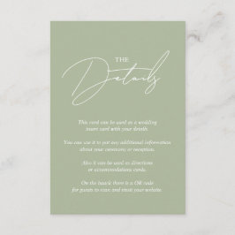 Tarjeta De Recepción Guión caprichoso caligrafía jaula verde boda QR