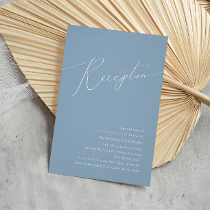 Tarjeta De Recepción Guión caprichoso   Dusty Blue Wedding Reception