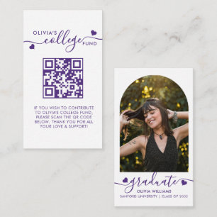 Tarjeta De Recepción Guión cardíaco morado QR Código universitario Foto
