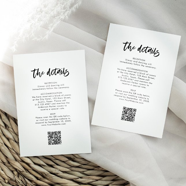 Tarjeta De Recepción Guión casual de moda | Detalles del boda (Subido por el creador)