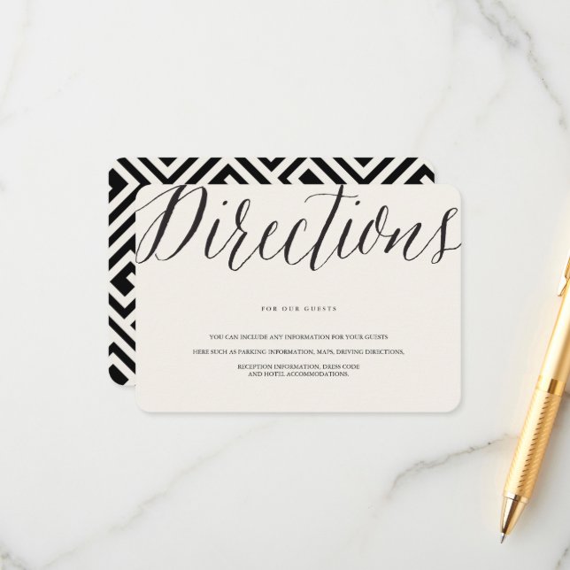 Tarjeta De Recepción Guión clásico Griego Key Geo Bodas Direcciones (Anverso/Reverso In Situ)