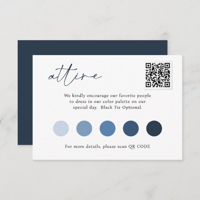 Tarjeta De Recepción Guión contemporáneo Boda de código QR ATTIRE (Anverso / Reverso)