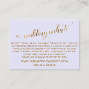 Tarjeta De Recepción Guión de Corazones Dorados en Sitio Web de Boda La