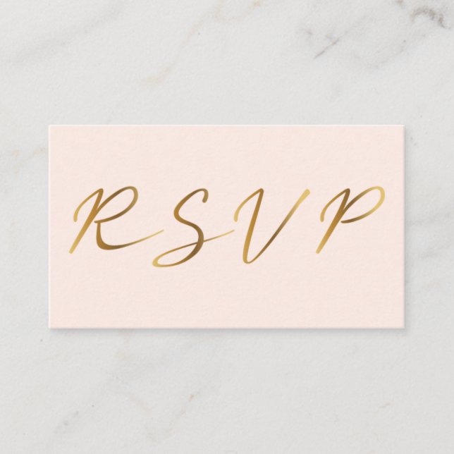 Tarjeta De Recepción Guión de efecto dorado, rosa de novia RSVP (Anverso)