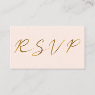 Tarjeta De Recepción Guión de efecto dorado, rosa de novia RSVP