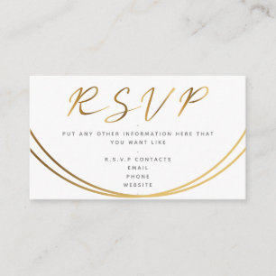 Tarjeta De Recepción Guión de efecto oro, blanco RSVP
