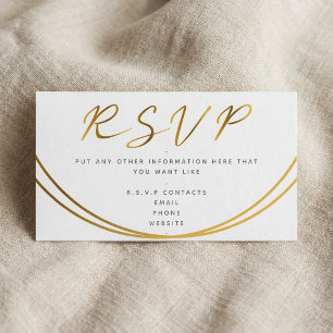Tarjeta De Recepción Guión de efecto oro, blanco RSVP