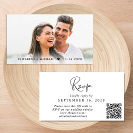 Tarjeta De Recepción Guión de moda Código QR Boda RSVP