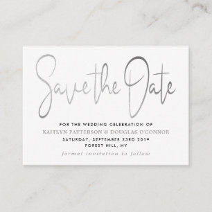 Tarjeta De Recepción Guión de Relieve metalizado plateado moderno Guard