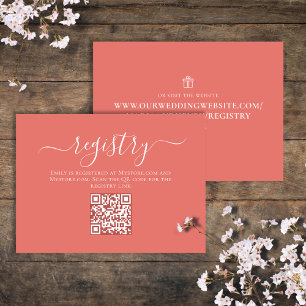 Tarjeta De Recepción Guión del Registro de Regalo de código QR de Peach
