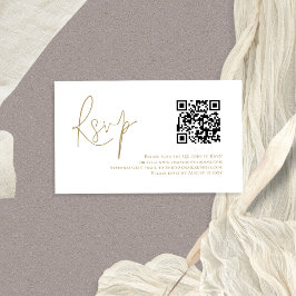 Tarjeta De Recepción Guión dorado Código QR Boda RSVP