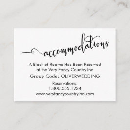 Tarjeta De Recepción Guion Elaborado, Alojamiento de Boda Sencillo