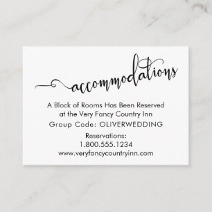 Tarjeta De Recepción Guion Elaborado, Alojamiento de Boda Sencillo