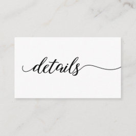 Tarjeta De Recepción Guión elegante Boda de detalles sitio web código Q