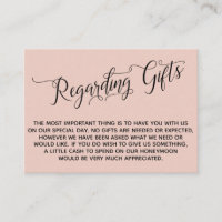 Guión elegante con respecto a los regalos de boda 