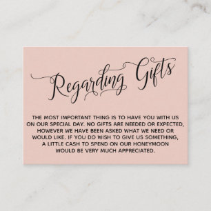 Tarjeta De Recepción Guión elegante con respecto a los regalos de boda