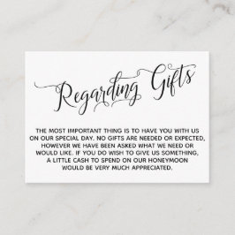 Tarjeta De Recepción Guión elegante con respecto a los regalos para el