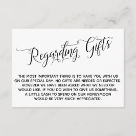 Tarjeta De Recepción Guión elegante con respecto a los regalos para el