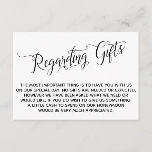 Tarjeta De Recepción Guión elegante con respecto a los regalos para el 