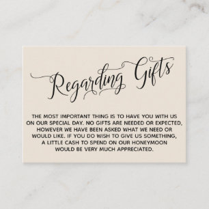 Tarjeta De Recepción Guión elegante con respecto al Crema de regalos de