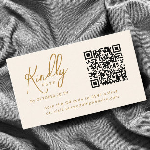 Tarjeta De Recepción Guión elegante mínimo código QR Boda de cobre RSVP
