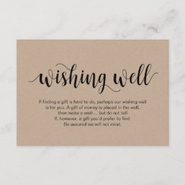 Tarjeta De Recepción Guión kraft rústico, negro, Boda deseando bien