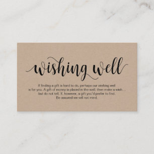 Tarjeta De Recepción Guión kraft rústico, negro, Boda deseando bien