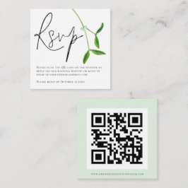 Tarjeta De Recepción Guión minimalista Mistletoe QR Boda de código RSVP