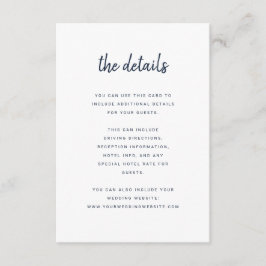 Tarjeta De Recepción Guión Minimalista moderno blanco y marina | Detall