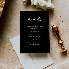 Tarjeta De Recepción Guión Minimalista moderno | Detalles del invitado 