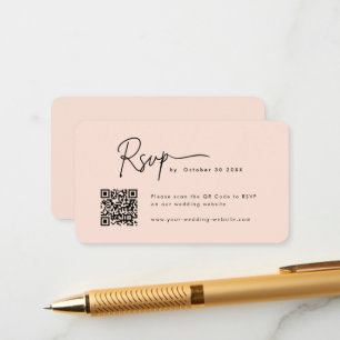 Tarjeta De Recepción Guión minimalista Rsvp Código Qr Boda De Engranaje