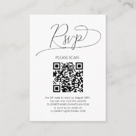 Tarjeta De Recepción Guión mínimo simple Boda de código QR RSVP