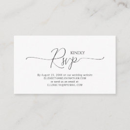 Tarjeta De Recepción Guión mínimo simple de la boda blanca y negra RSVP