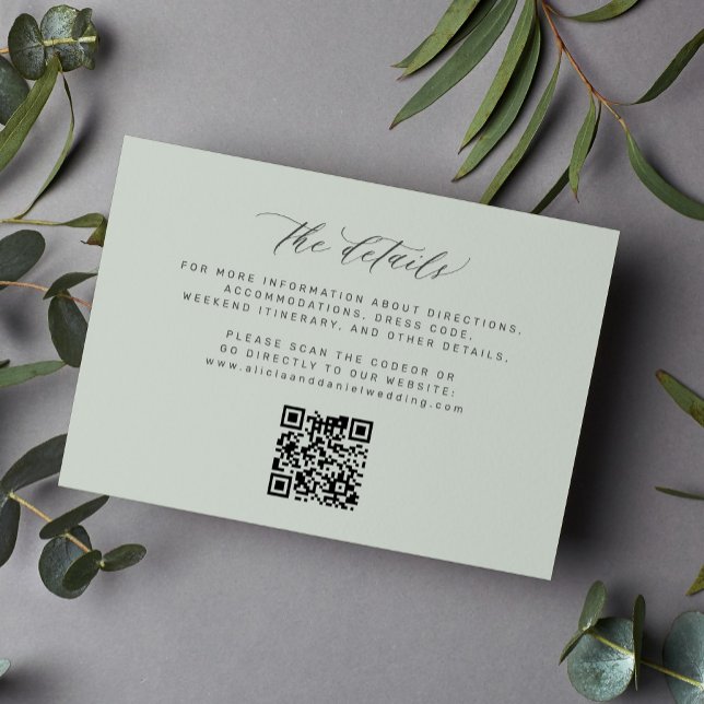 Tarjeta De Recepción Guión mínimo simple Detalles del boda del código Q (Subido por el creador)