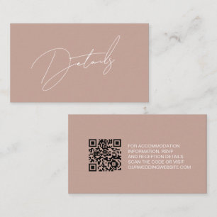Tarjeta De Recepción Guión moderno de detalles de Boda rosa de Rubor