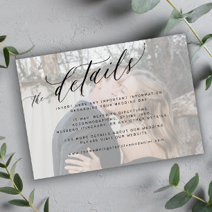 Tarjeta De Recepción Guión moderno detalles de bodas de fotos desvaneci