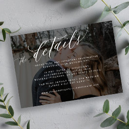Tarjeta De Recepción Guión moderno detalles del boda de fotos negro des