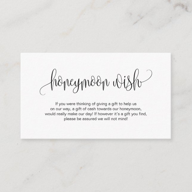 Tarjeta De Recepción Guión moderno, fuente negra, Boda de luna de miel  (Anverso)