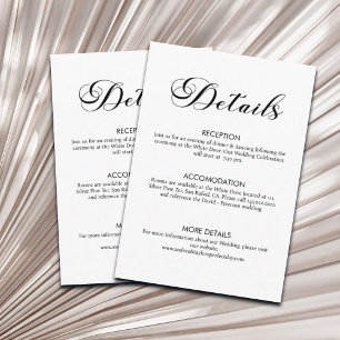 Tarjeta De Recepción Guión moderno para detalles Bodas