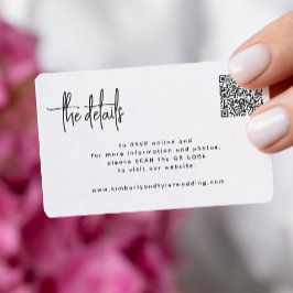 Tarjeta De Recepción Guión moderno QR CODE boda de detalles RSVP modern