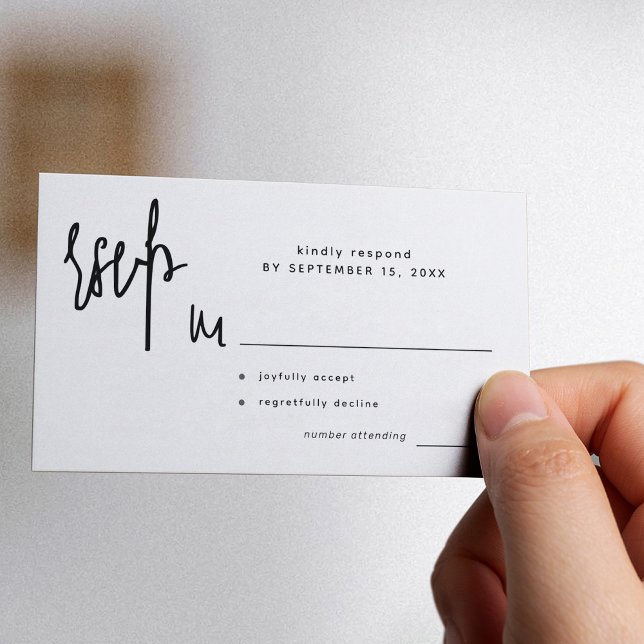 Tarjeta De Recepción Guión moderno simple boda rsvp (Subido por el creador)
