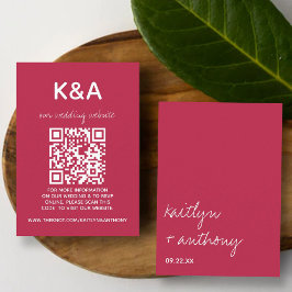 Tarjeta De Recepción Guión moderno Viva Magenta Boda minimalista