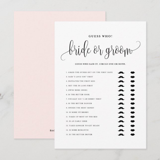 Tarjeta De Recepción Guión negro dijo que dijo que dijo que era novia o (Anverso / Reverso)