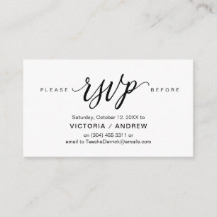 Tarjeta De Recepción Guión negro estético, Fiesta RSVP responde