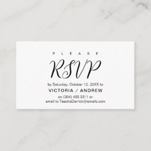 Tarjeta De Recepción Guión negro estético, respuesta RSVP de boda