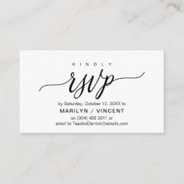 Tarjeta De Recepción Guión negro estético, respuesta RSVP de boda