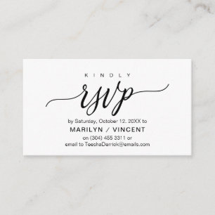 Tarjeta De Recepción Guión negro estético, respuesta RSVP de boda