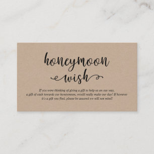 Tarjeta De Recepción Guión negro kraft ruso, Boda Honeymoon Wish