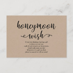 Tarjeta De Recepción Guión negro kraft ruso, Boda Honeymoon Wish