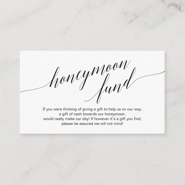 Tarjeta De Recepción Guión negro moderno, Boda de luna de miel (Anverso)